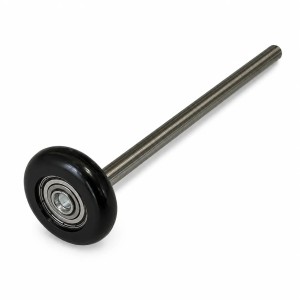 Roulette renforcée Ø46 mm avec tige Ø12 x 205 mm pour porte sectionnelle industrielle en nylon noir avec roulement à billes