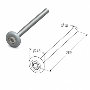 Roulette renforcée Ø46 mm tige Ø12 x 205 mm | Porte industrielle