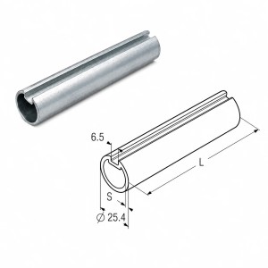 Extension d'arbre de torsion 300 mm Ø25,4 mm en acier galvanisé avec schéma technique pour porte sectionnelle industrielle