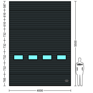 Porte Sectionnelle Industrielle L 4.0 m x H 5.5 m en panneaux sandwich 40 mm isolé avec Hublots