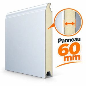 Porte Sectionnelle Industrielle L 2.5 m x H 4.0 m en panneaux sandwich 60 mm isolé Lisse sans rainure.