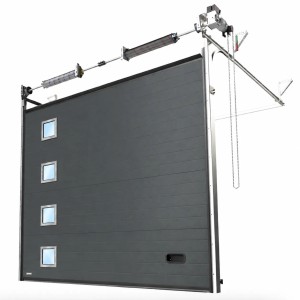 Porte Sectionnelle Industrielle L 3.0 m x H 3.0 m en panneaux sandwich 40 mm isolé avec Hublots Latéral Inox