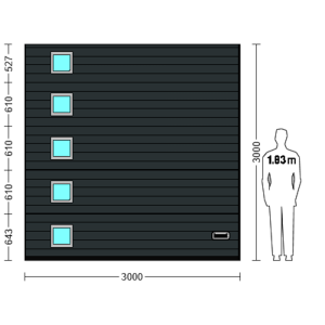Porte Sectionnelle Industrielle L 3.0 m x H 3.0 m en panneaux sandwich 40 mm isolé avec Hublots Latéral Inox
