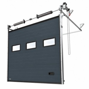 Porte Sectionnelle Industrielle L 4.0 m x H 3.5 m en panneaux sandwich 40 mm isolé avec Hublots