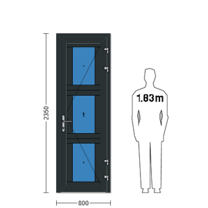 Porte de service industrielle vitrée L 0.80 m x H 2.35 m en aluminium avec double vitrage polycarbonate