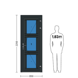 Porte de service industrielle vitrée L 0.85 m x H 2.25 m en aluminium avec double vitrage polycarbonate
