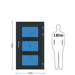Porte de service industrielle vitrée L 1.15 m x H 1.95 m en aluminium avec double vitrage polycarbonate