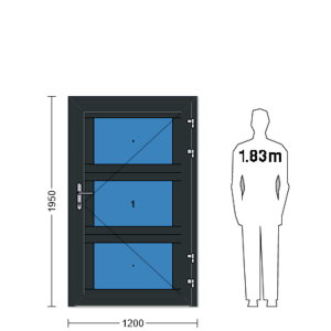 Porte de service industrielle vitrée L 1.20 m x H 1.95 m en aluminium avec double vitrage polycarbonate