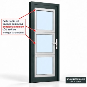 Porte de service industrielle vitrée L 1.20 m x H 2.35 m en aluminium avec double vitrage polycarbonate