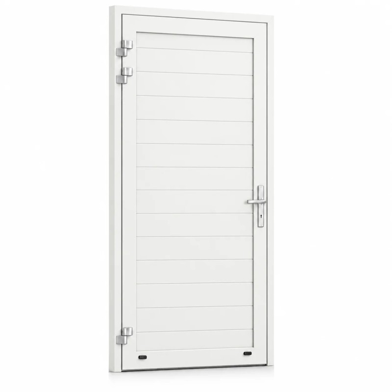 Porte de service industrielle L 0.90 m x H 2.25 m en aluminium avec remplissage panneaux aluminium isolé 40 mm
