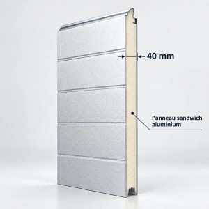 Porte Sectionnelle Industrielle Aluminium L 3.0 m x H 2.5 m en panneaux sandwich 40 mm isolé de Type S Stucco.