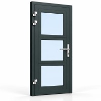 Portes de service en aluminium vitrée