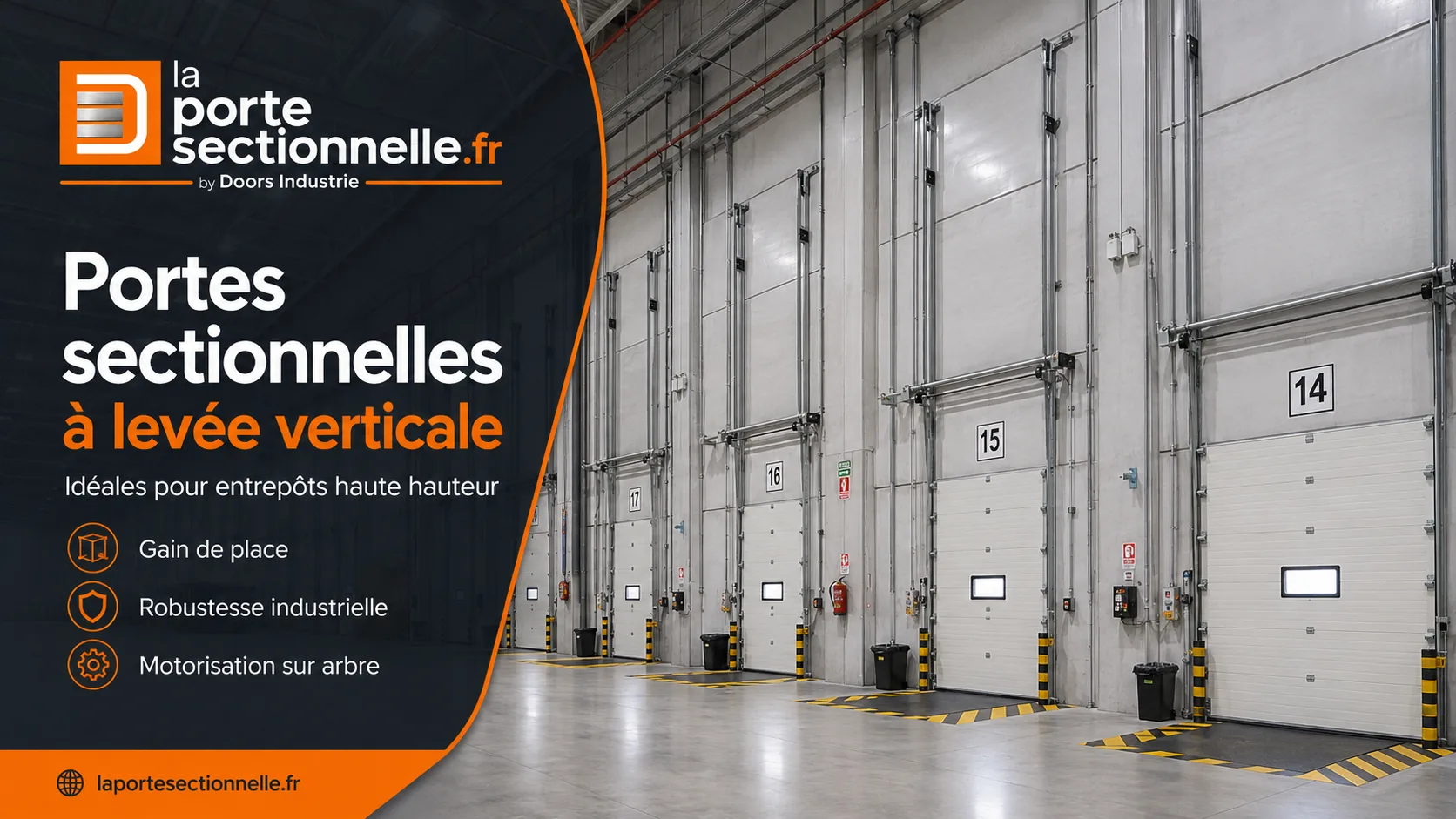 Porte sectionnelle industrielle à levée verticale pour entrepôt haute hauteur – laportesectionnelle.fr