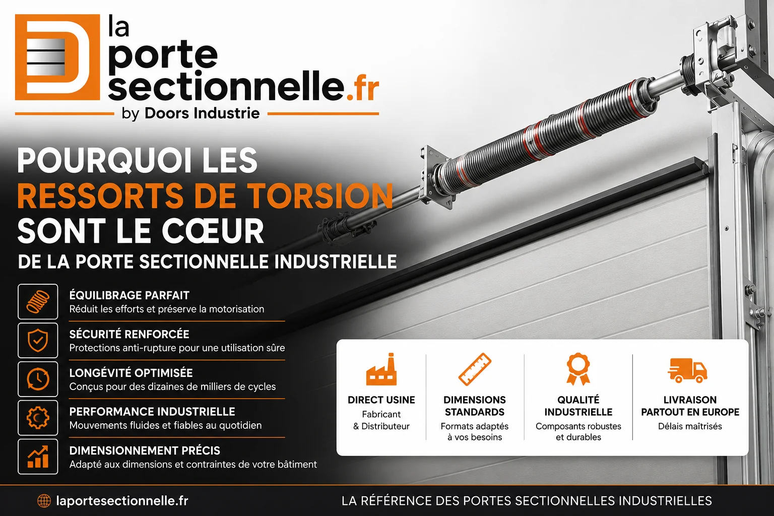 Ressorts de torsion d'une porte sectionnelle industrielle La Porte Sectionnelle direct usine
